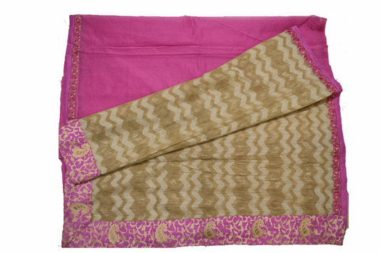 Designer Pure Supernet pink color Half-Half Saree - Kanhasarees by ksds