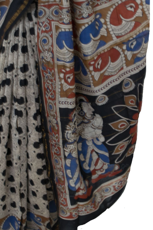 Pure Chanderi Cotton Block Print saree with Zari Lines on Pallu - Kanhasarees by ksds