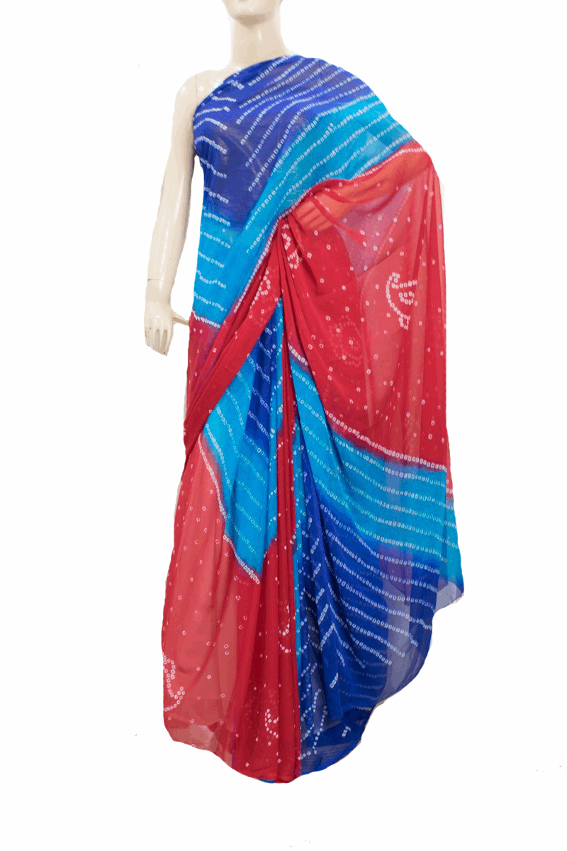 Beautiful Chiffon tie and Die Bandhani Saree - KANHASAREE