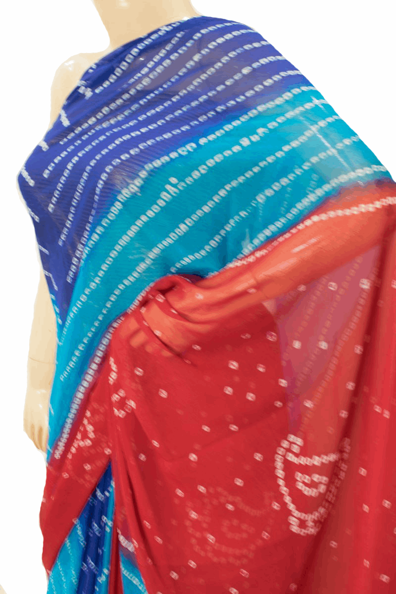 Beautiful Chiffon tie and Die Bandhani Saree - KANHASAREE