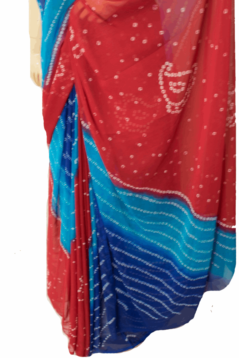 Beautiful Chiffon tie and Die Bandhani Saree - KANHASAREE