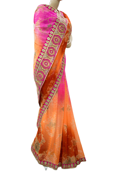 Designer Shibori Print Georgette Saree - Kanhasarees by ksds
