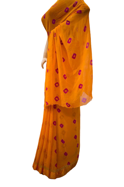 Beautiful Bandhani Peeten Work Saree - KANHASAREE