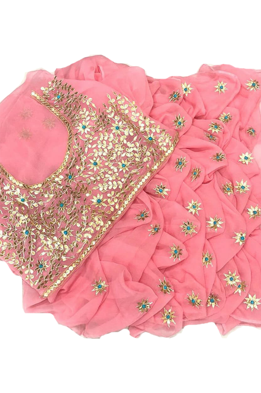 Pure Chiffon Gota Patti Saree - Kanhasarees by ksds