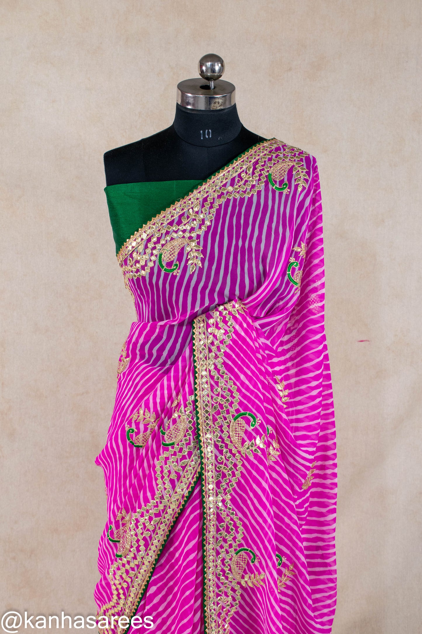 Lehariya peacock gotapatti saree - KANHASAREE