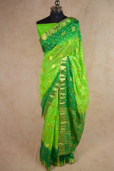 Green Gharchola Saree in Art silk - KANHASAREE
