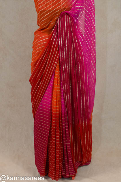 Multicolour zari line saree with designer zari blouse - KANHASAREE