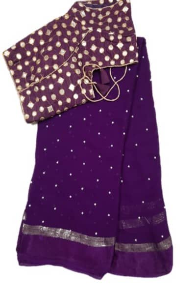 Pure georgette pearl work saree with satin border - Kanhasarees by ksds
