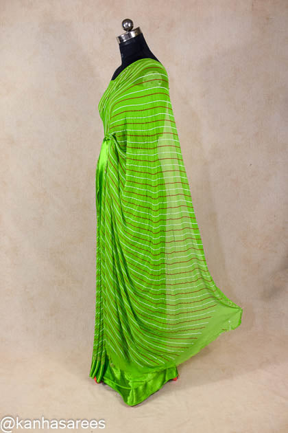 Pure georgette jaipuri leheriya saree for mehandi - KANHASAREE