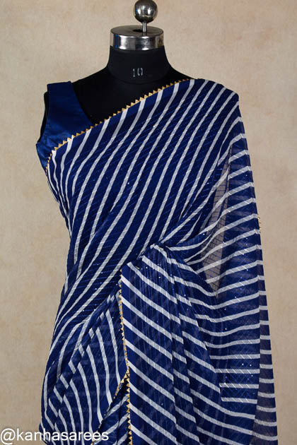 Chiffon Leheriya saree with stitched blouse - KANHASAREE