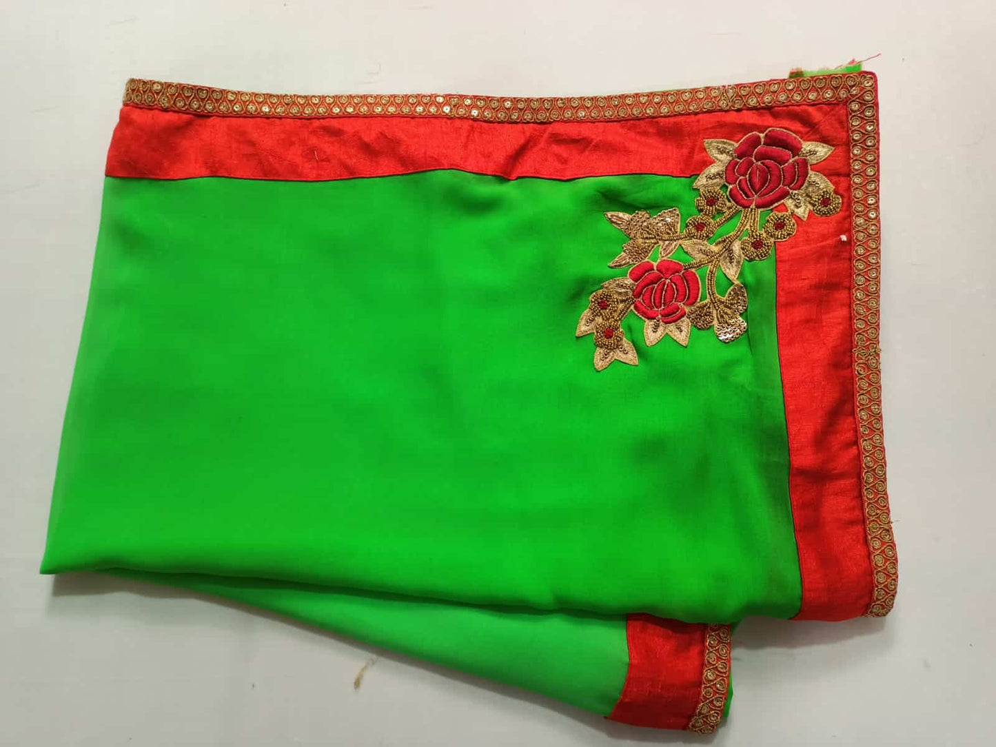 Pure raw silk border handwork Saree in pure Georgette fabric - KANHASAREE