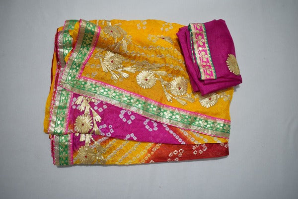 Beautiful Multi color charki gota work saree - KANHASAREE