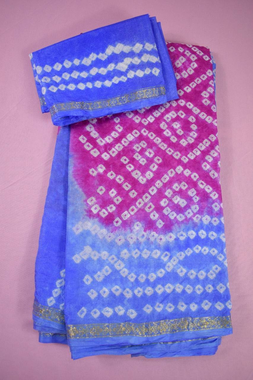 Beautiful taffeta silk two dying bandhani saree - KANHASAREE