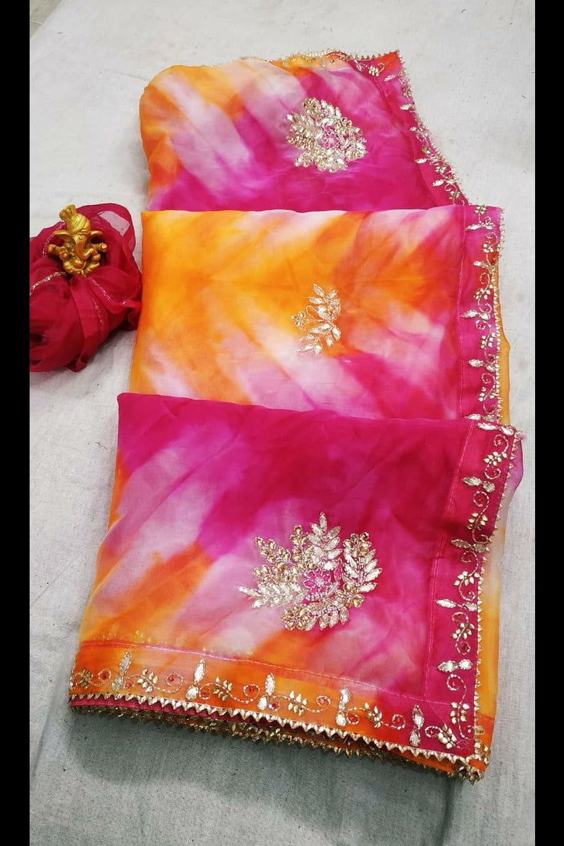Organza Hand Work Saree - KANHASAREE