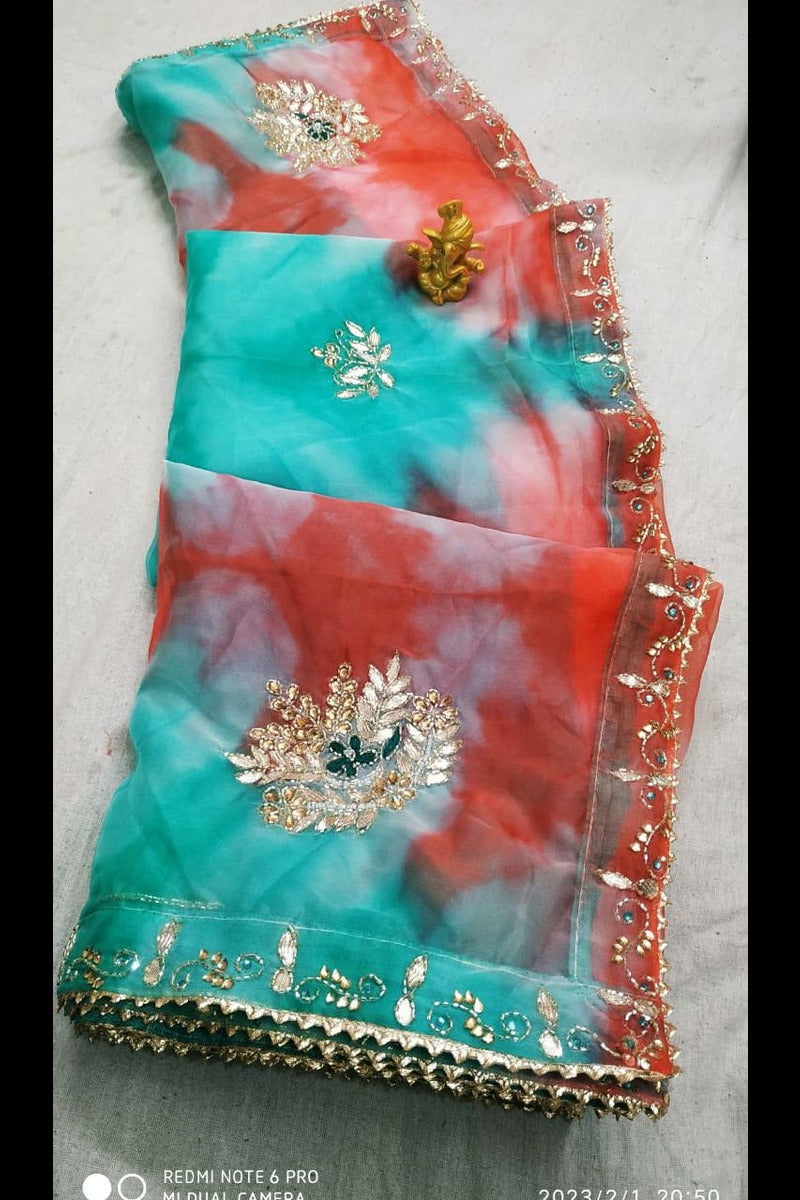 Organza Hand Work Saree - KANHASAREE