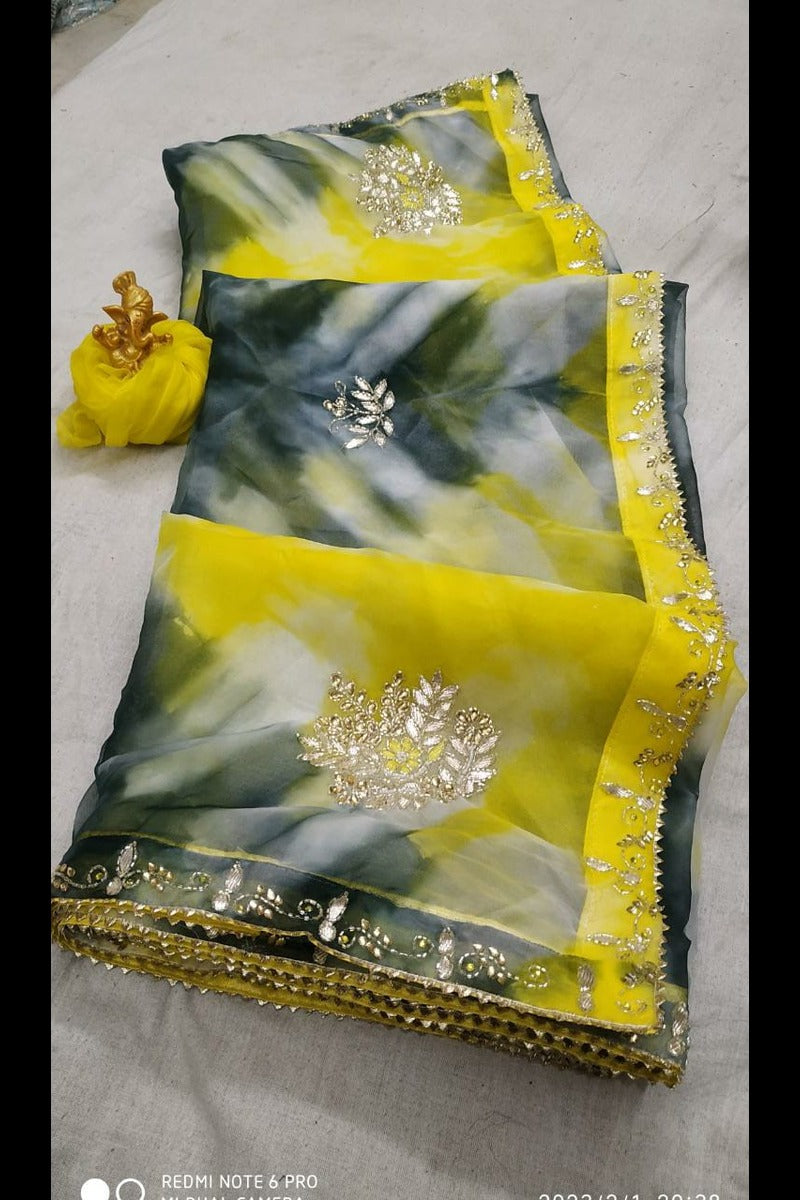 Organza Hand Work Saree - KANHASAREE