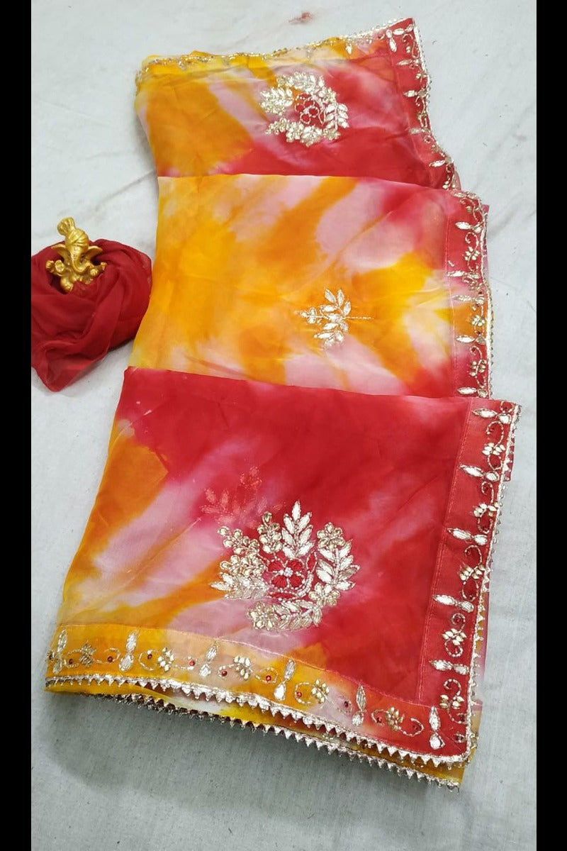 Organza Hand Work Saree - KANHASAREE