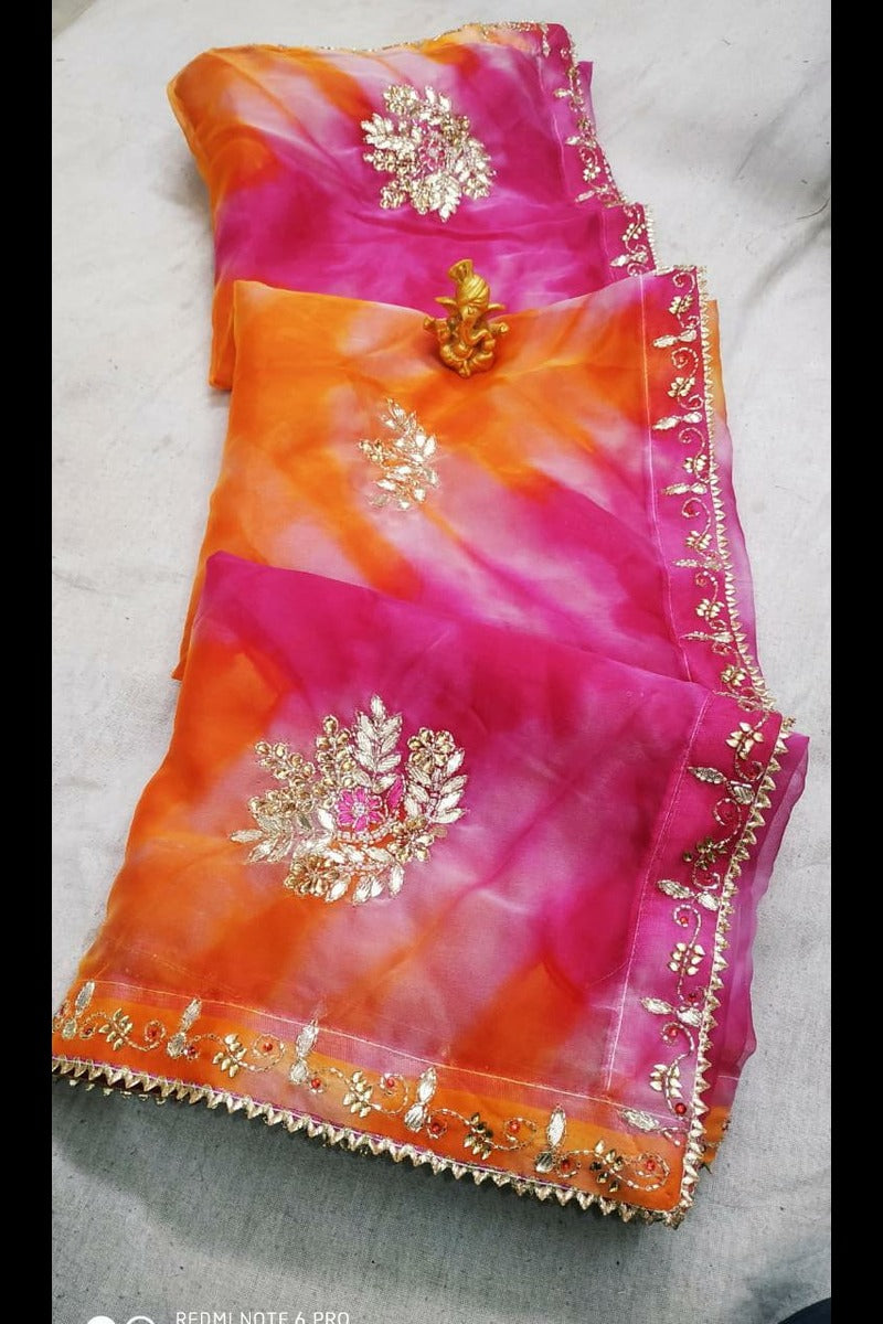 Organza Hand Work Saree - KANHASAREE