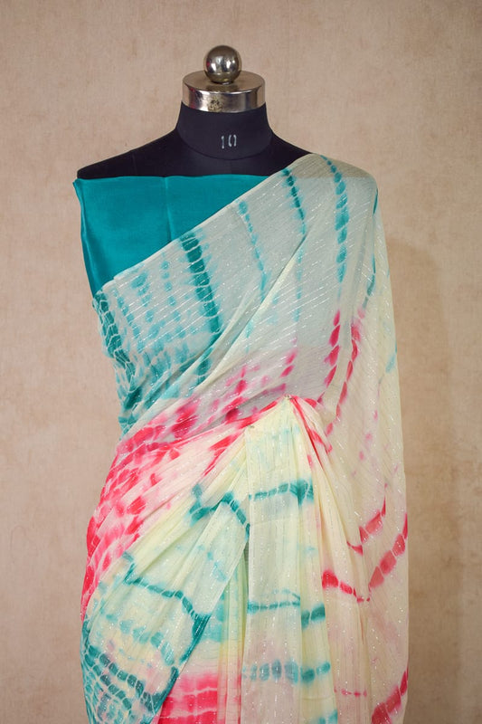 Pure Georgette Light Shibpur Tie Dye Saree - Kanhasarees by ksds