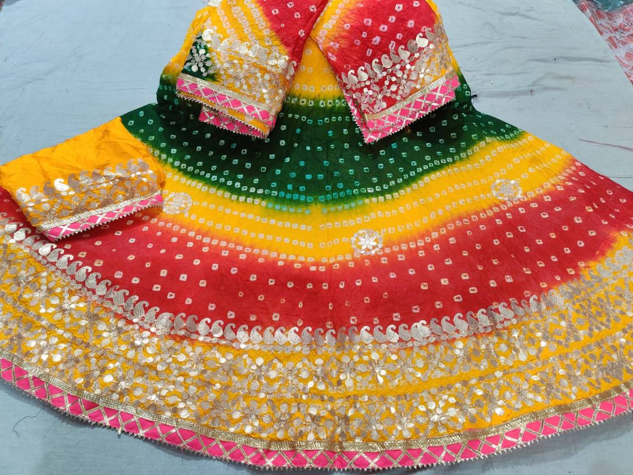Bandhej Lehanga Chunni - Multi-Colored Rajasthani Beauty - KANHASAREE