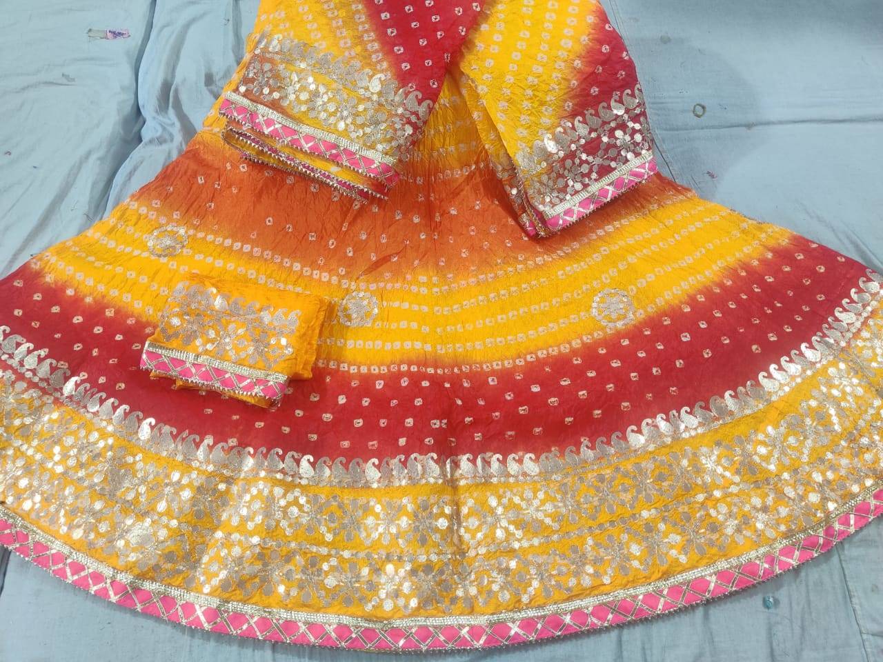 Bandhej Lehanga Chunni - Multi-Colored Rajasthani Beauty - KANHASAREE