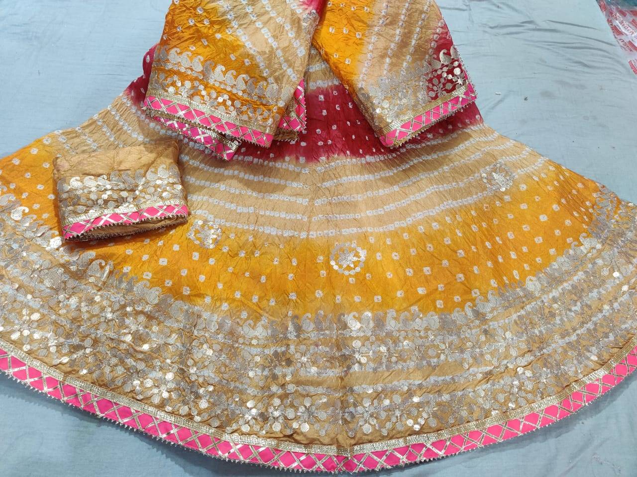 Bandhej Lehanga Chunni - Multi-Colored Rajasthani Beauty - KANHASAREE