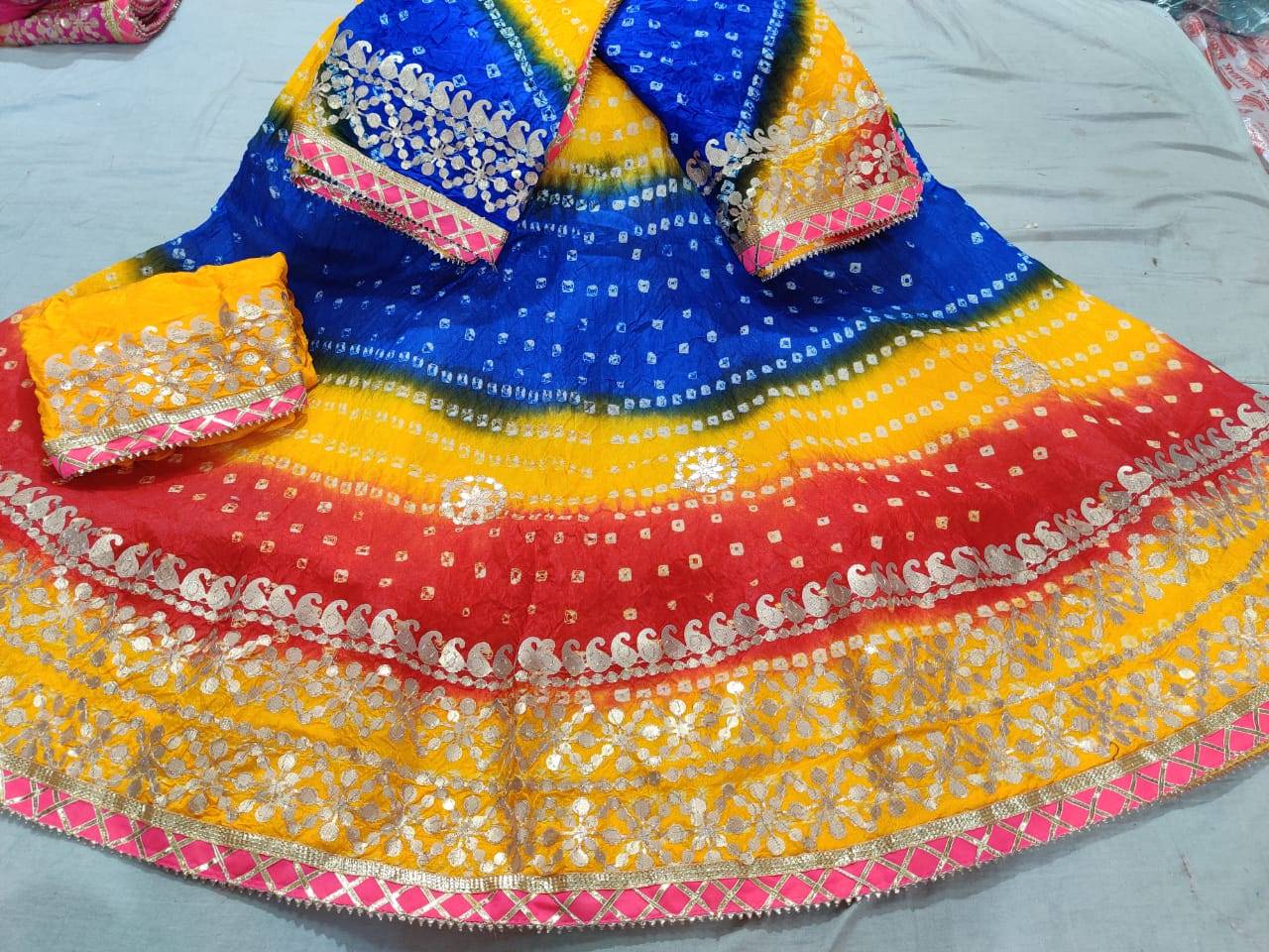Bandhej Lehanga Chunni - Multi-Colored Rajasthani Beauty - KANHASAREE
