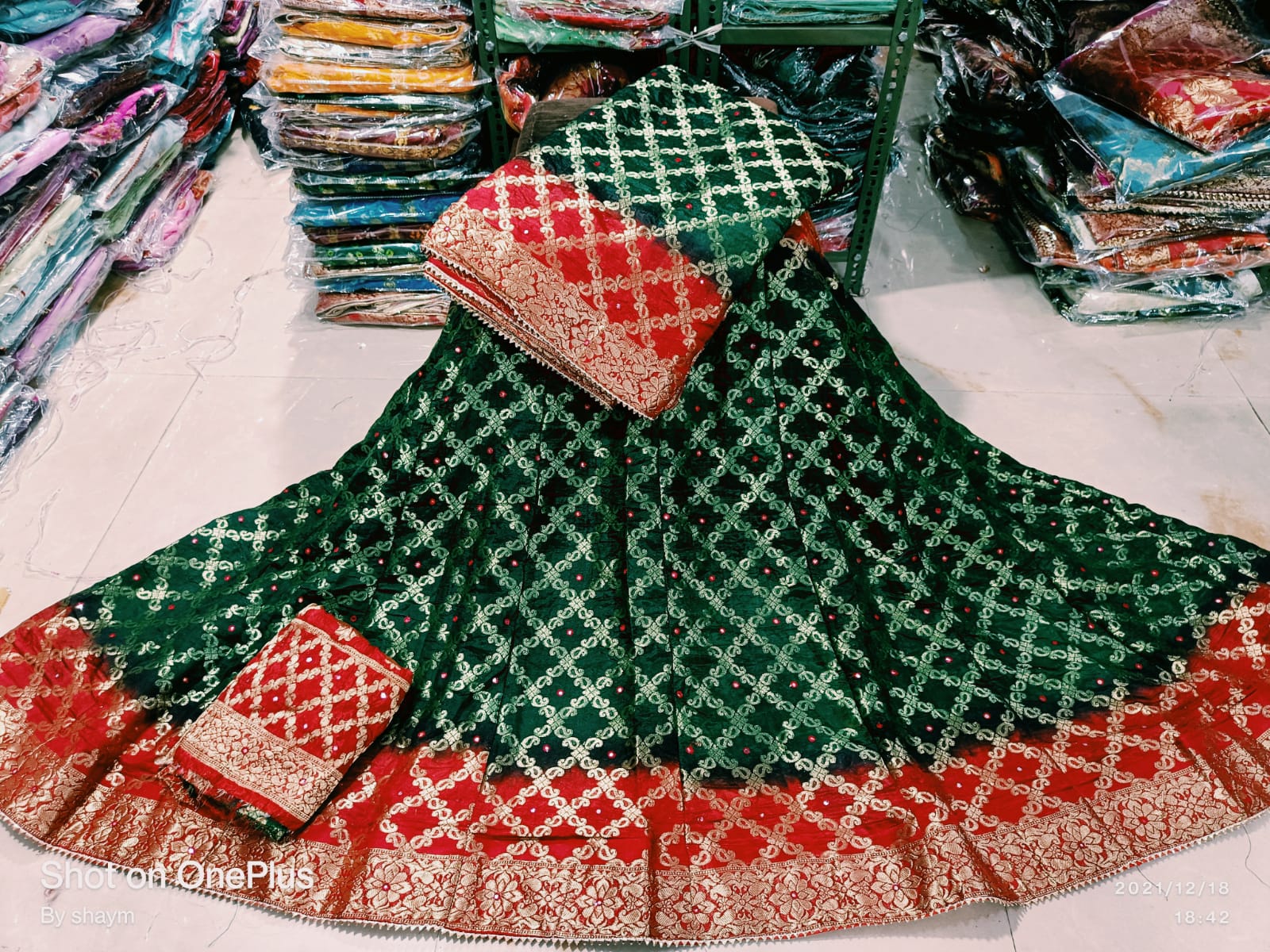 Handmade Bandhej Ghatchola Lehengas - Rajasthani Mirror & Gota Patti Work - KANHASAREE