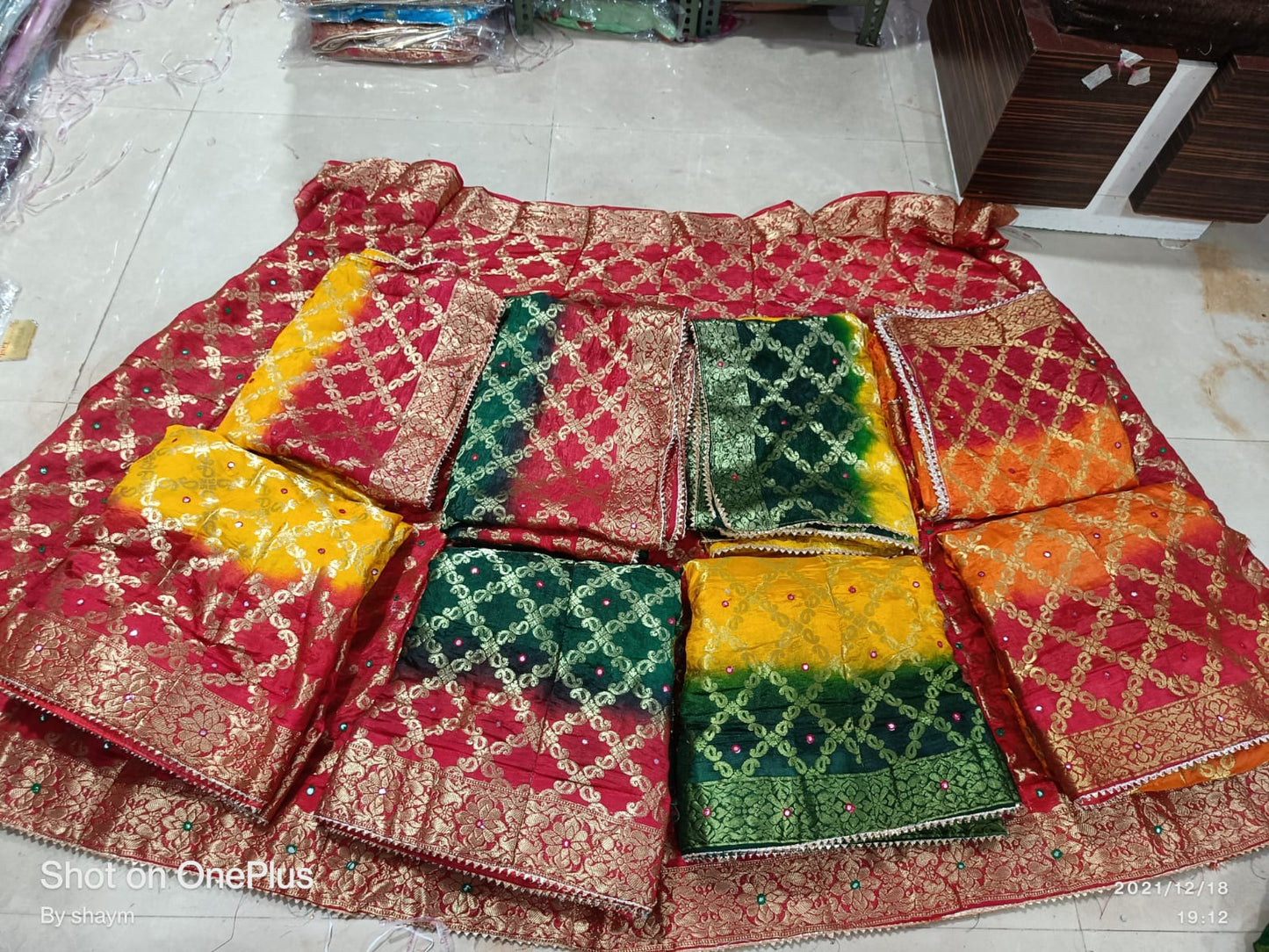 Handmade Bandhej Ghatchola Lehengas - Rajasthani Mirror & Gota Patti Work - KANHASAREE