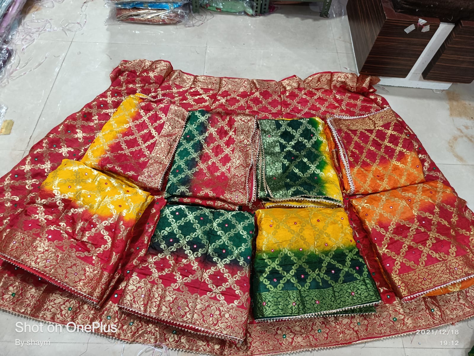 Handmade Bandhej Ghatchola Lehengas - Rajasthani Mirror & Gota Patti Work - KANHASAREE