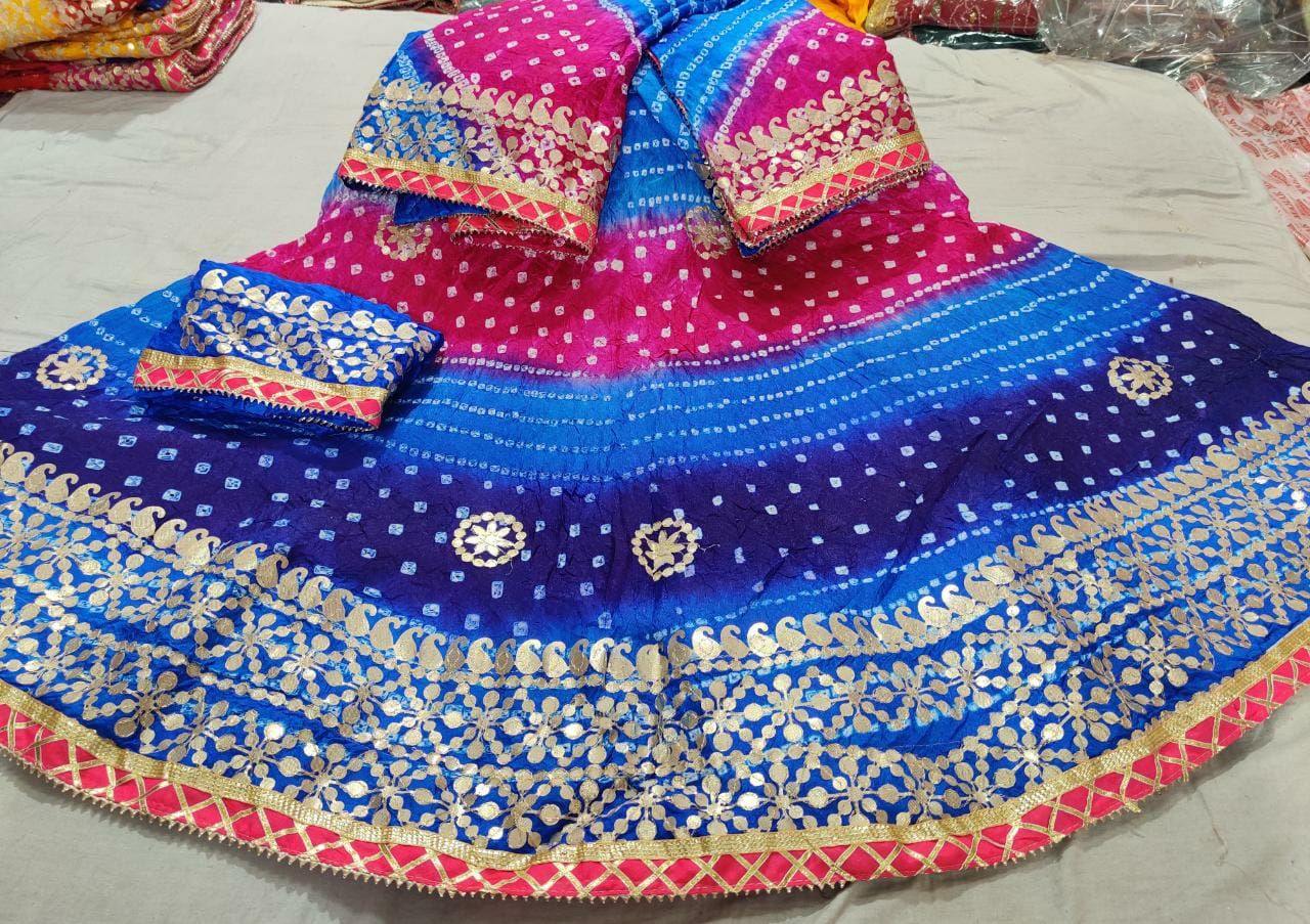 Bandhej Lehanga Chunni - Multi-Colored Rajasthani Beauty - KANHASAREE