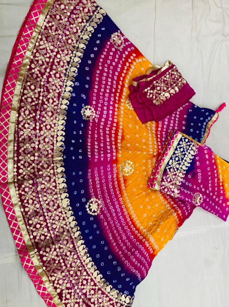 Bandhej Lehanga Chunni - Multi-Colored Rajasthani Beauty - KANHASAREE