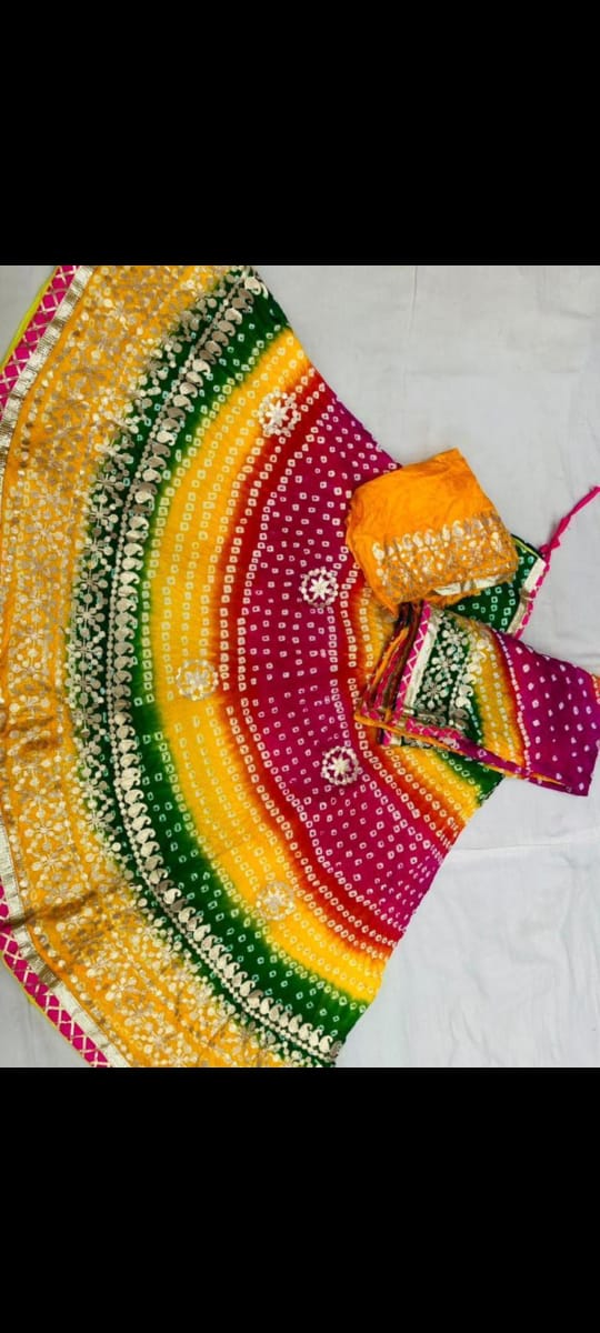Bandhej Lehanga Chunni - Multi-Colored Rajasthani Beauty - KANHASAREE