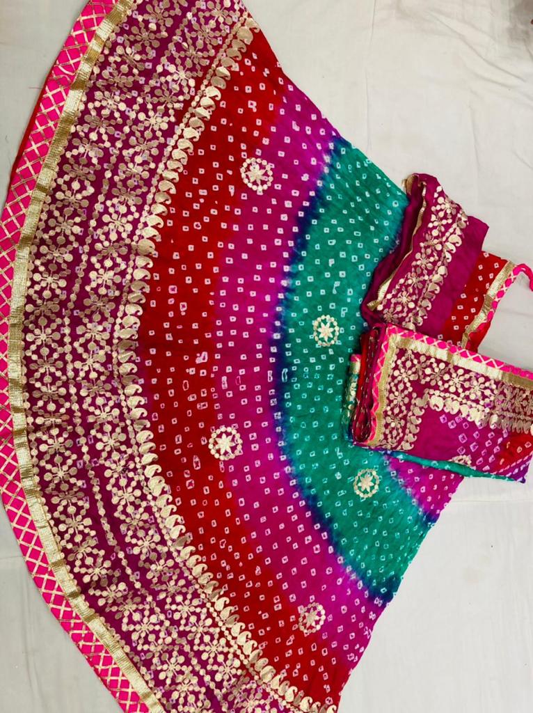 Bandhej Lehanga Chunni - Multi-Colored Rajasthani Beauty - KANHASAREE