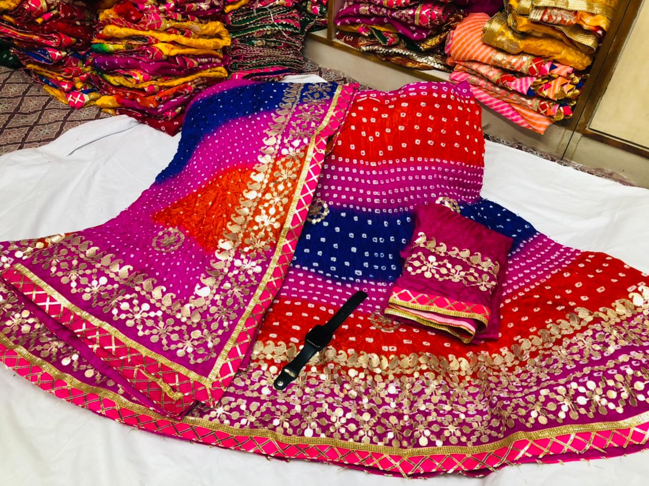 Bandhej Lehanga Chunni - Multi-Colored Rajasthani Beauty - KANHASAREE