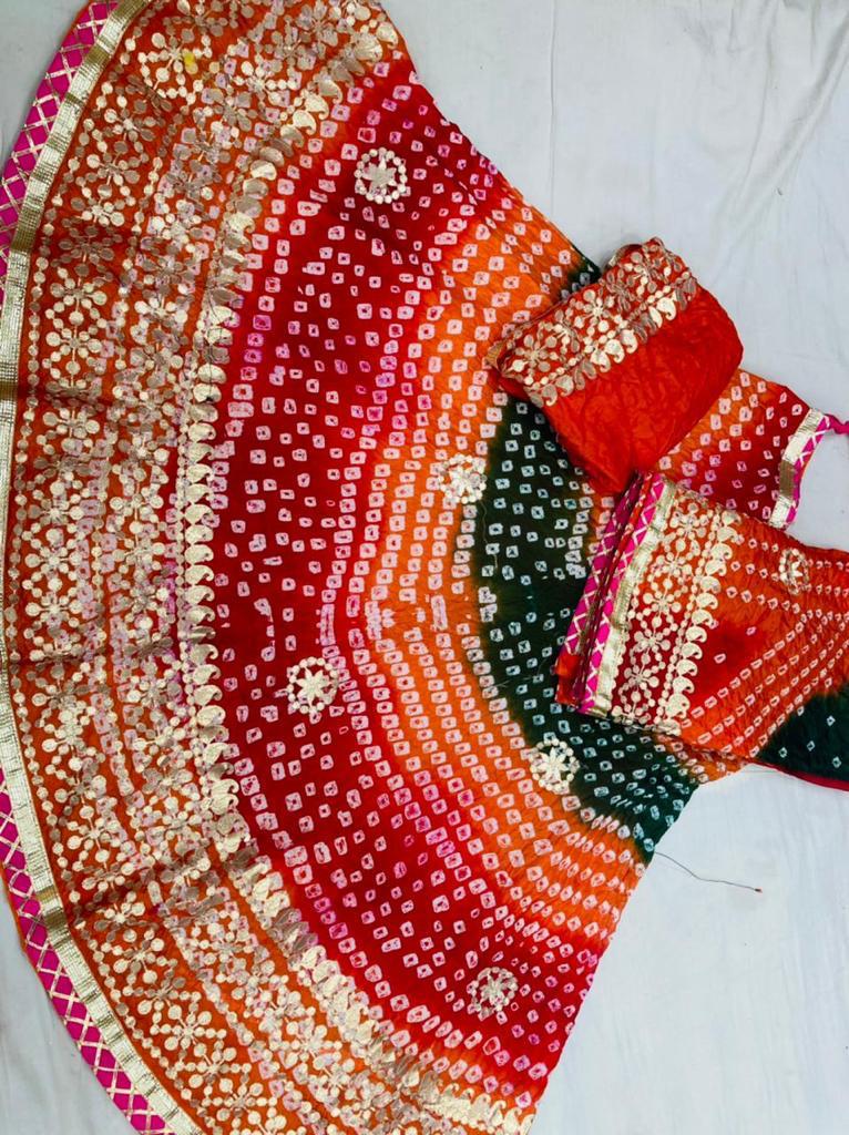 Bandhej Lehanga Chunni - Multi-Colored Rajasthani Beauty - KANHASAREE