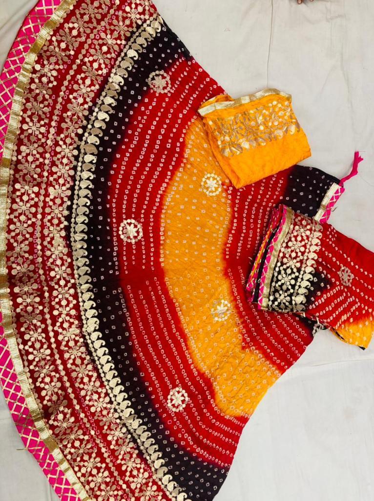 Bandhej Lehanga Chunni - Multi-Colored Rajasthani Beauty - KANHASAREE
