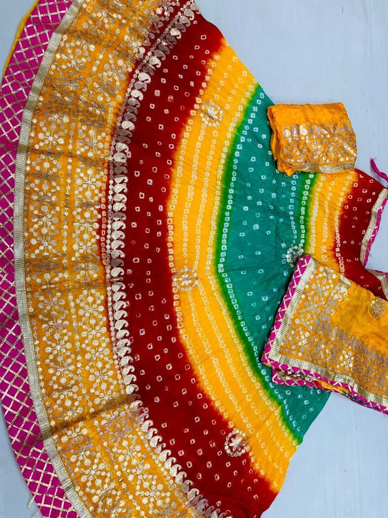 Bandhej Lehanga Chunni - Multi-Colored Rajasthani Beauty - KANHASAREE