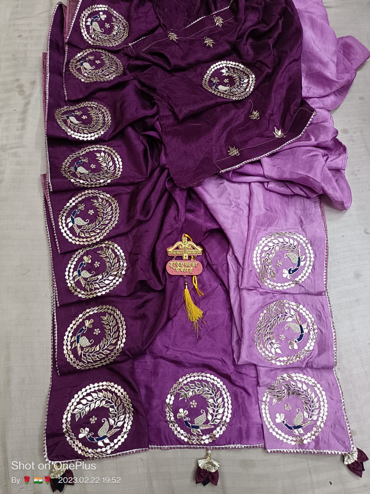 Pure Upara Silk Buta & Buti Saree with Gota Patti Peacock Work - KANHASAREE
