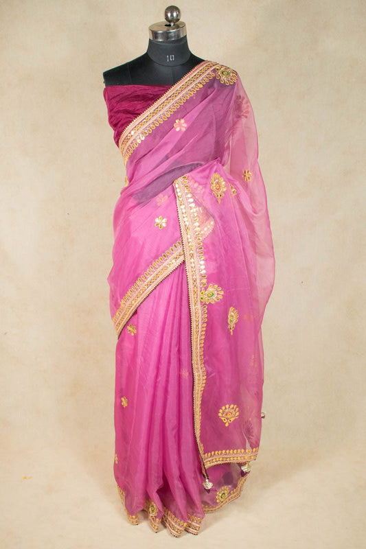 Organza Gotapatti Work Saree - Jaipuri Bandhani Collection - KANHASAREE