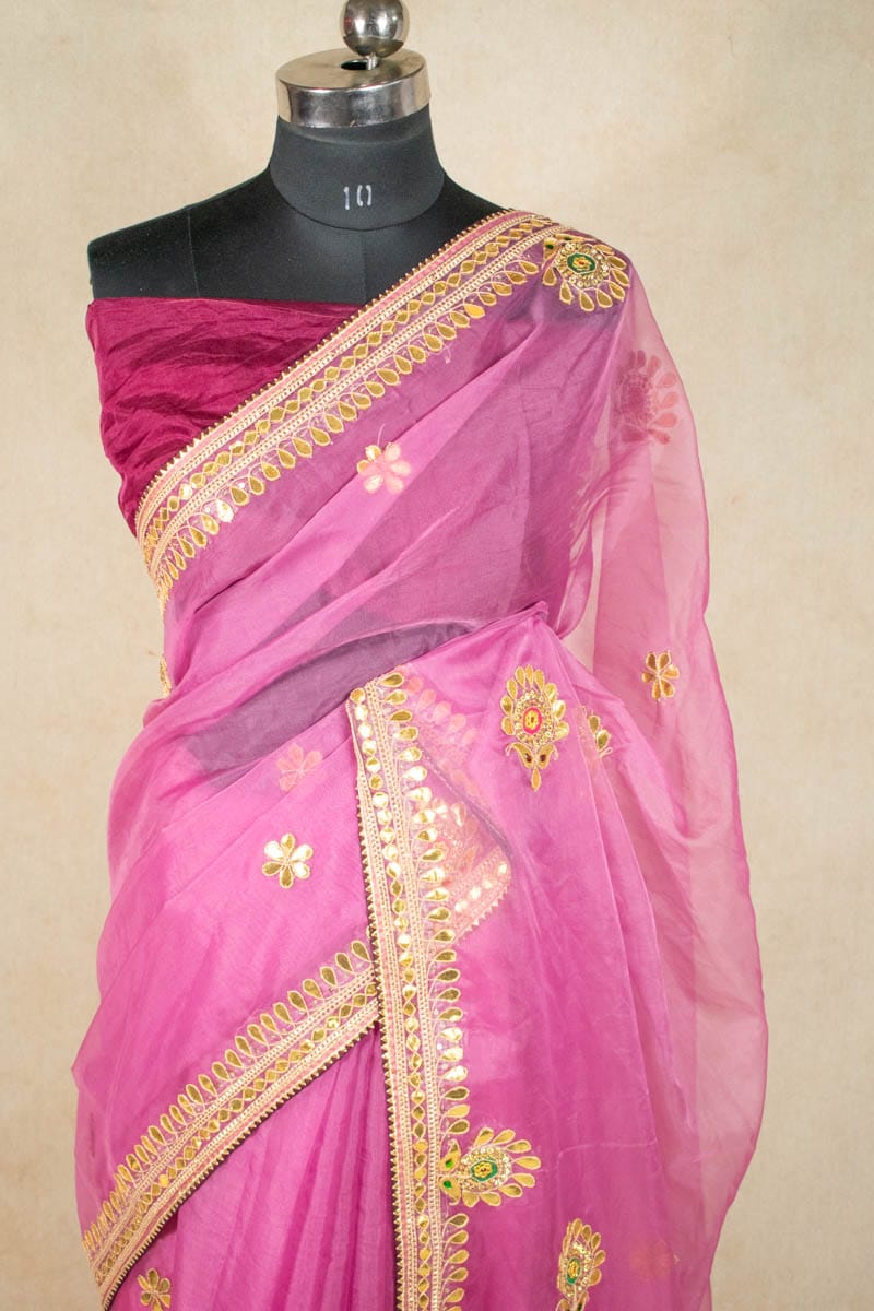 Organza Gotapatti Work Saree - Jaipuri Bandhani Collection - KANHASAREE