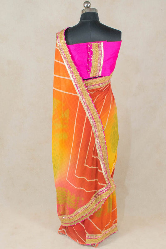 Georgette Saree with Dhupian Silk Blouse - Kanhasarees by ksds