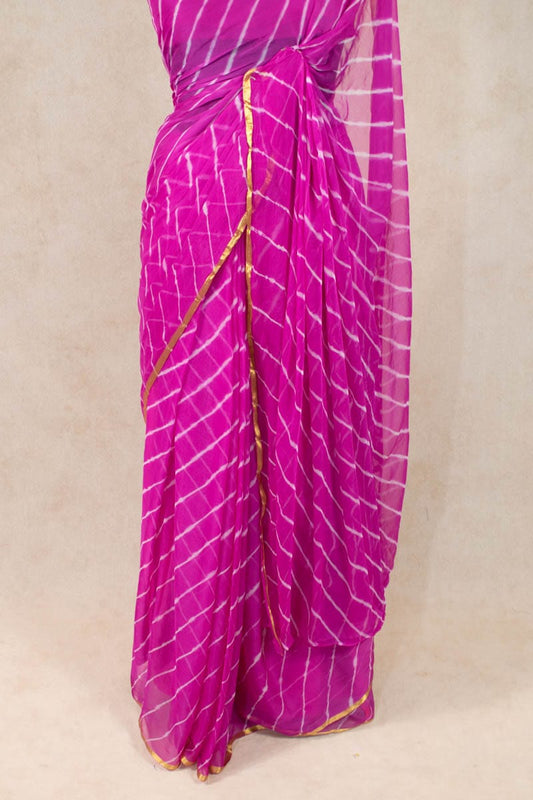 Nazneen Chiffon Leheriya Saree - Jaipuri Hand Dyed Tie n Dye Elegance - Kanhasarees by ksds