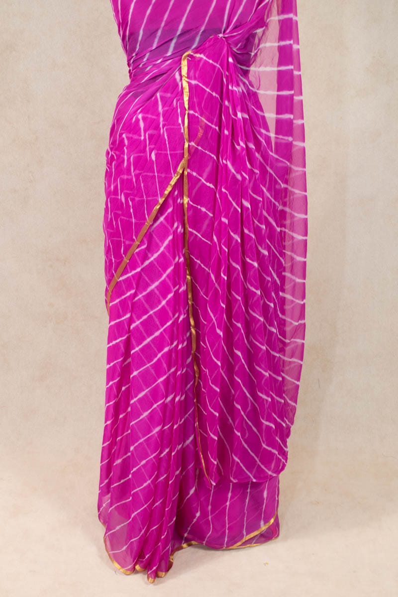 Nazneen Chiffon Leheriya Saree - Jaipuri Hand Dyed Tie n Dye Elegance - KANHASAREE