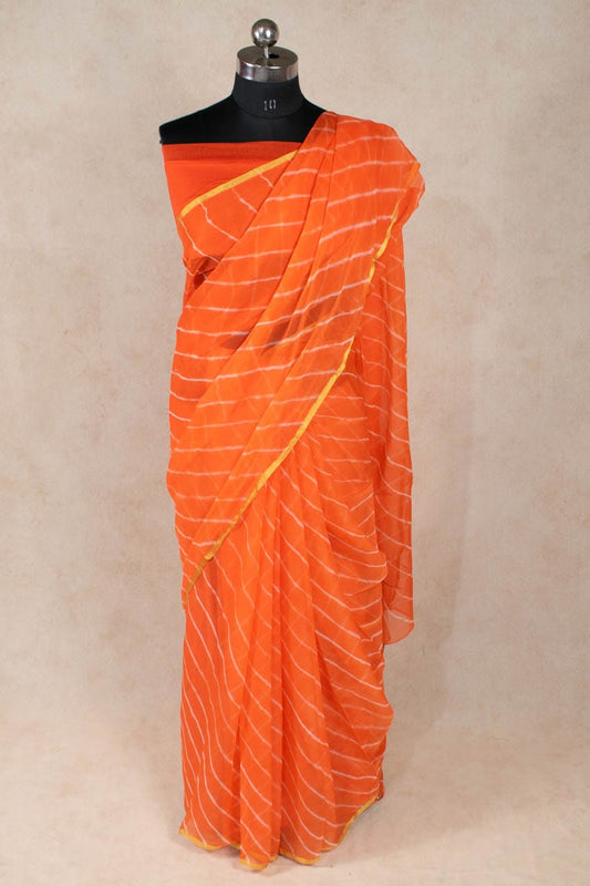 Nazneen Chiffon Jaipuri Hand Dyed Tie n Dye Leheriya Saree - KANHASAREE
