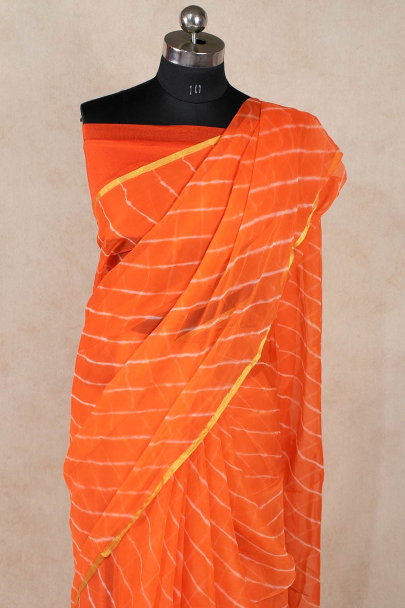 Nazneen Chiffon Jaipuri Hand Dyed Tie n Dye Leheriya Saree - KANHASAREE