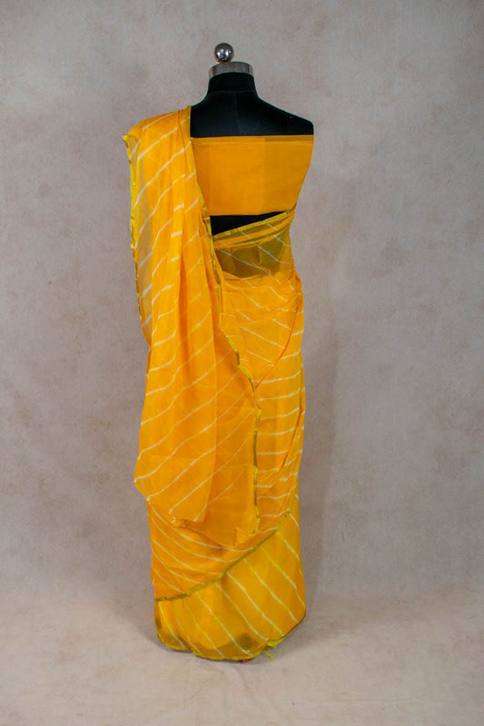 Jaipuri Hand Dyed Tie n Dye Leheriya Saree - Nazneen Chiffon Elegance - Kanhasarees by ksds