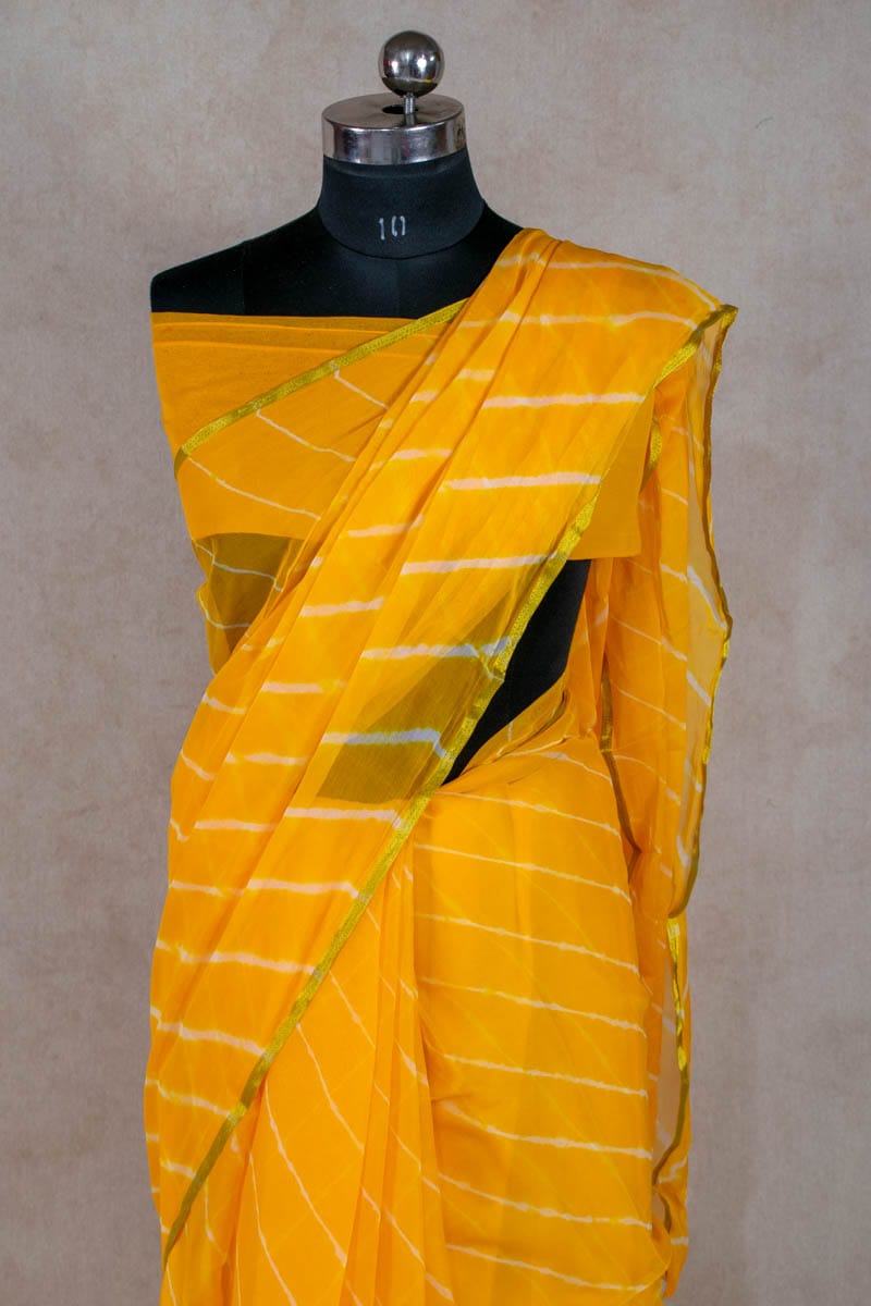 Jaipuri Hand Dyed Tie n Dye Leheriya Saree - Nazneen Chiffon Elegance - KANHASAREE
