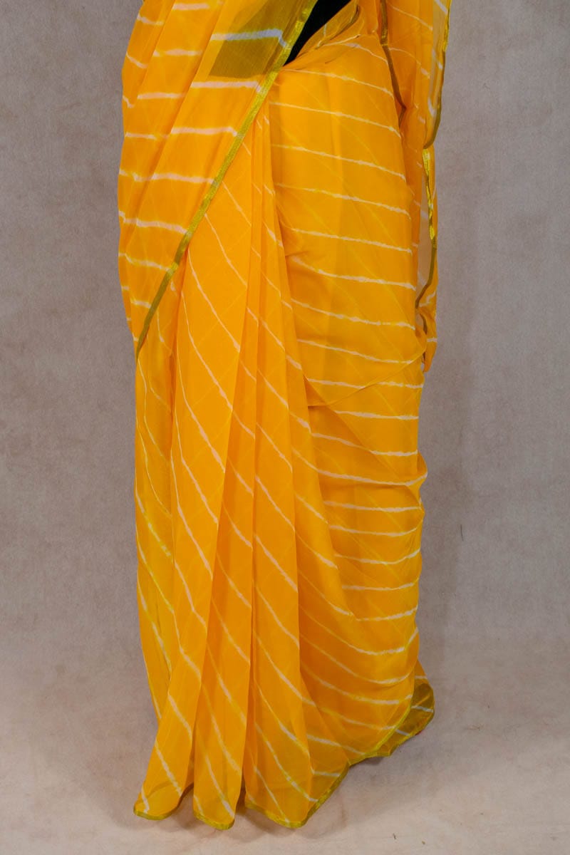 Jaipuri Hand Dyed Tie n Dye Leheriya Saree - Nazneen Chiffon Elegance - KANHASAREE