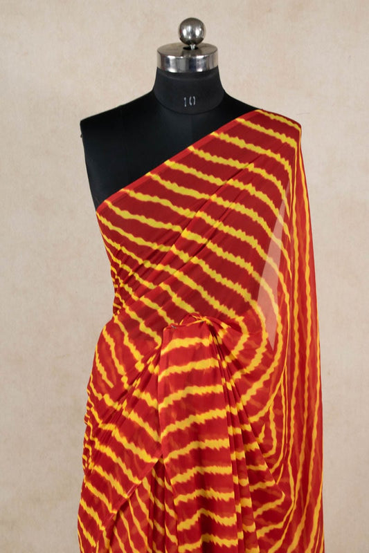 Rajputi Chiffon Leheriya Saree without Blouse - Kanhasarees by ksds